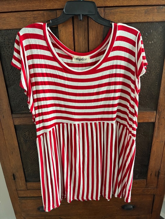 Haptics Tops - Haptics Red & White Striped Short Sleeve Tee